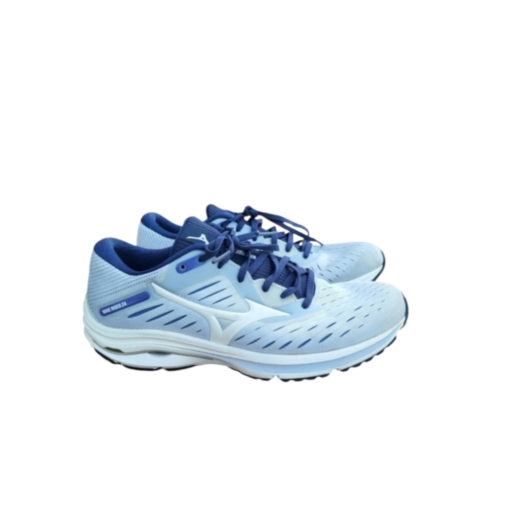 Mizuno Wave Rider 24 Athletic Run Tennis Shoe Sneaker Artic Ice Blue Women 10